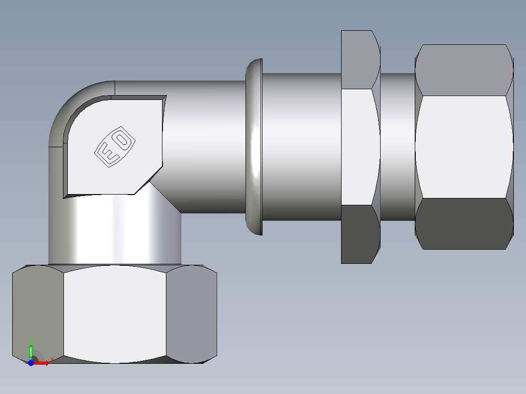 卡套式工业通用硬管接头EO_Bulkhead_elbow_WSV22ZLCF前视图