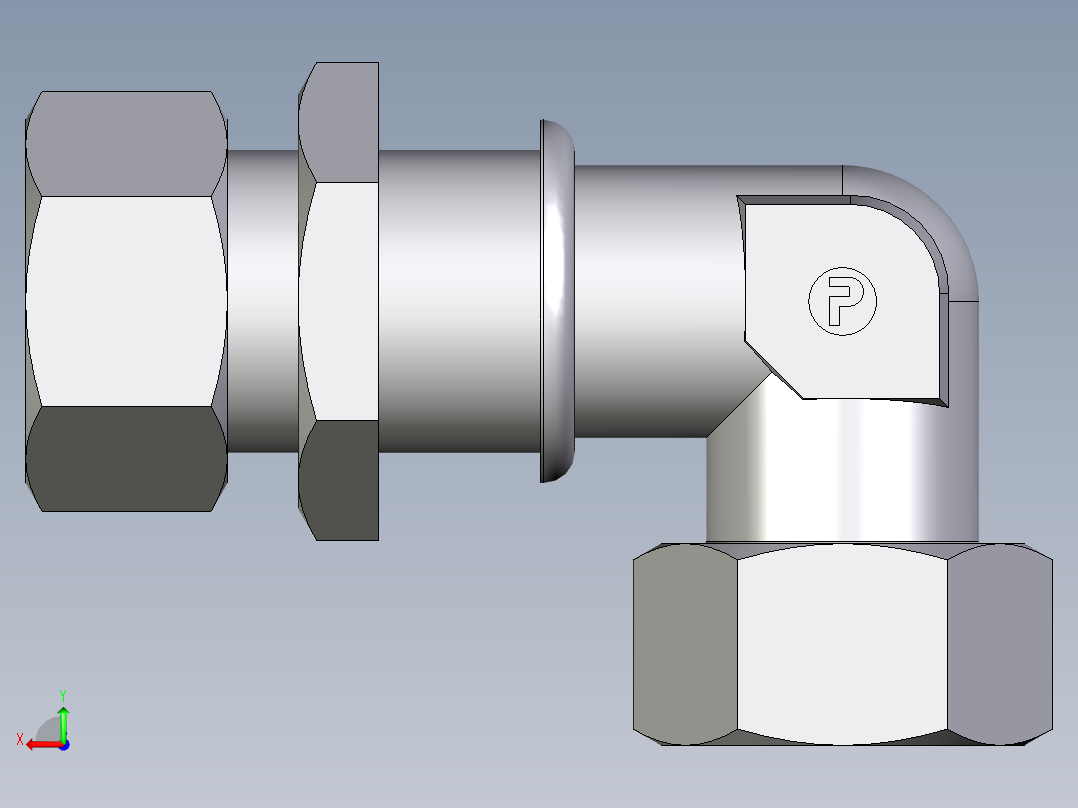 卡套式工业通用硬管接头EO_Bulkhead_elbow_WSV22ZLCF后视图