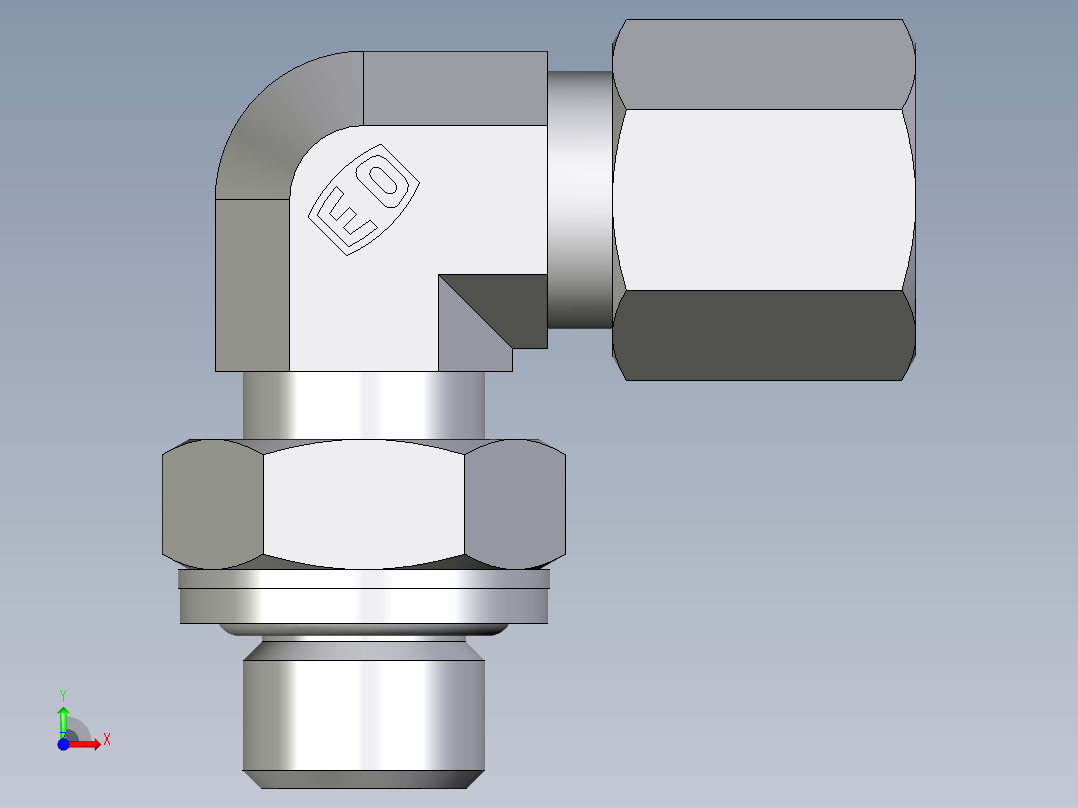 卡套式工业通用硬管接头EO_Adjustable_Locknut_elbow_WEE06ZSRCF前视图
