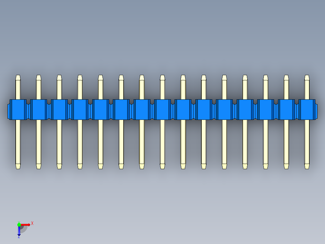 彩色公头100mil（2.54mm）系列-DS1021_blue_2x15p_100mil_Type1_rev1.0俯视图