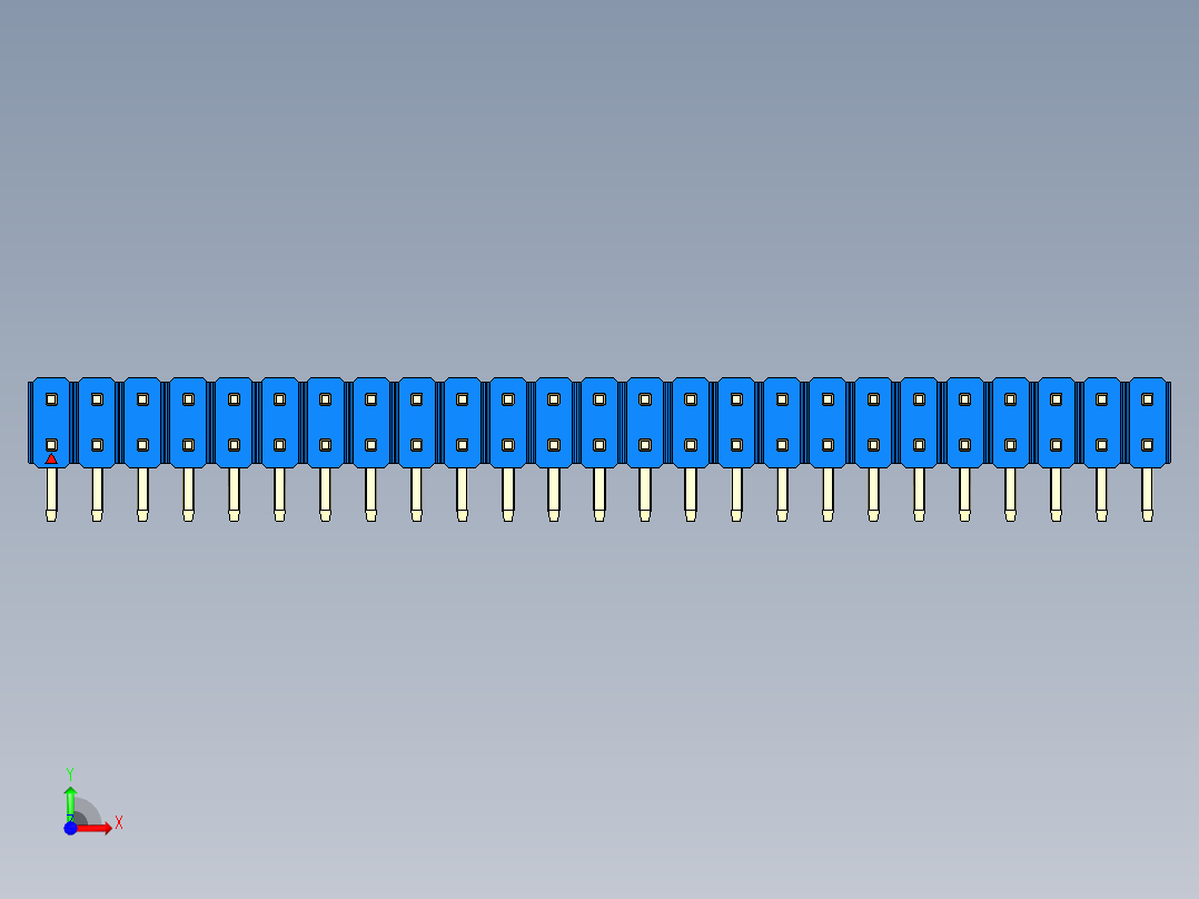 彩色公排针 100mil 2.54mm 系列-DS1022_blue_2x25p_100mil_TypeD_rev1.0前视图