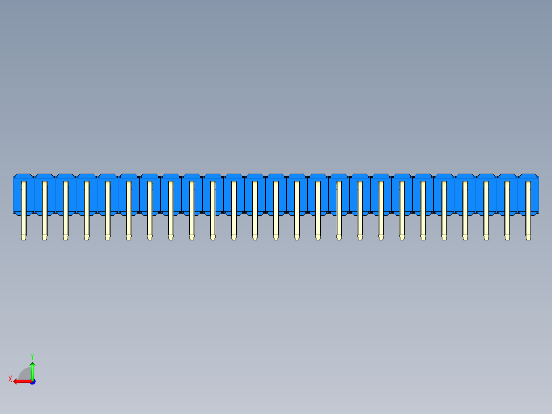 彩色公排针 100mil 2.54mm 系列-DS1022_blue_2x25p_100mil_TypeD_rev1.0后视图