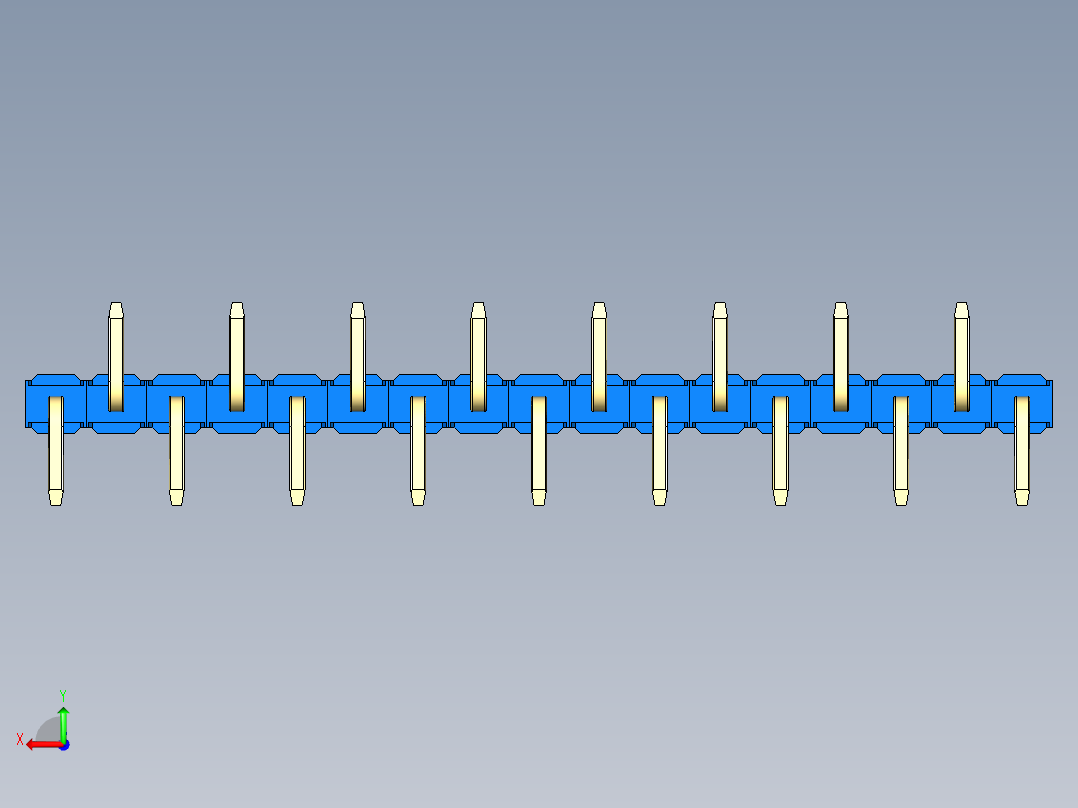 彩色公排针 100mil 2.54mm 系列-DS1022_blue_17p_100mil_Type_SMT_R2_rev1.0后视图