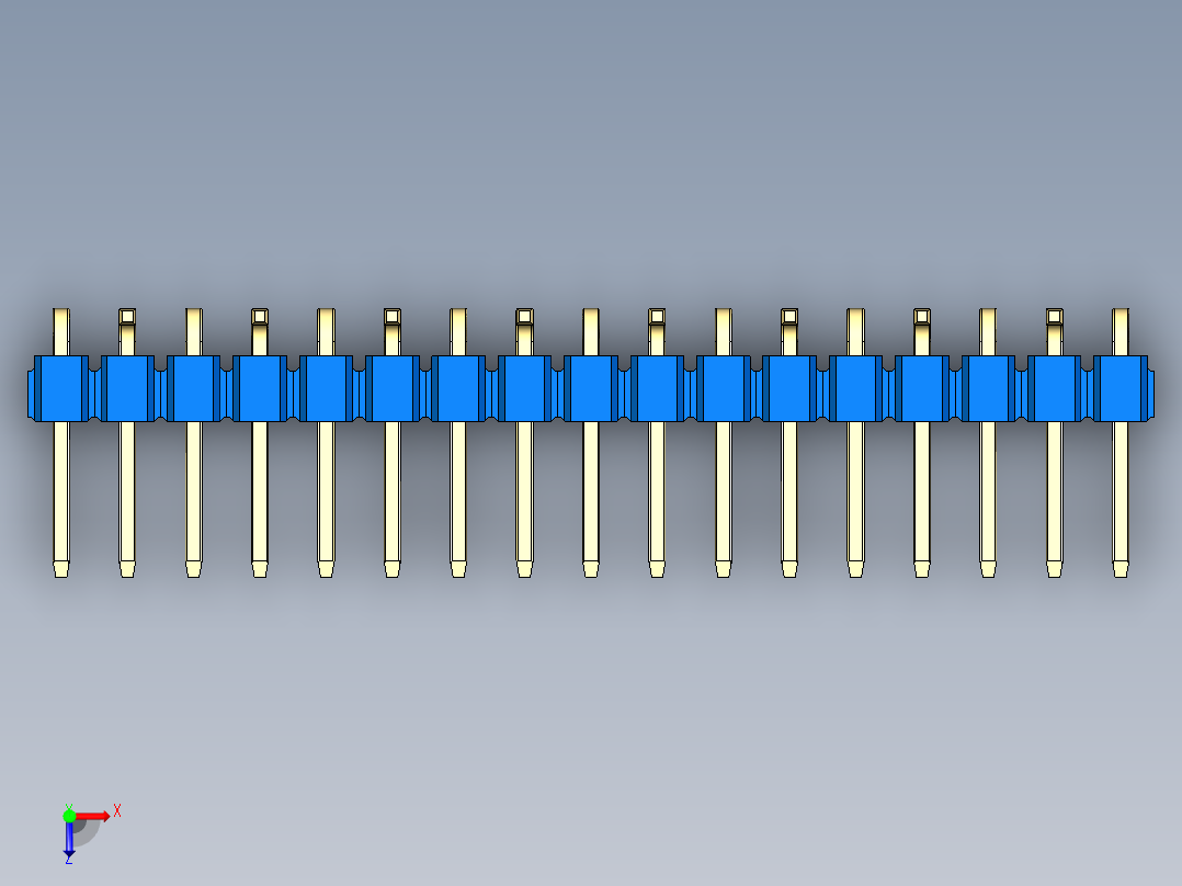 彩色公排针 100mil 2.54mm 系列-DS1022_blue_17p_100mil_Type_SMT_R2_rev1.0俯视图