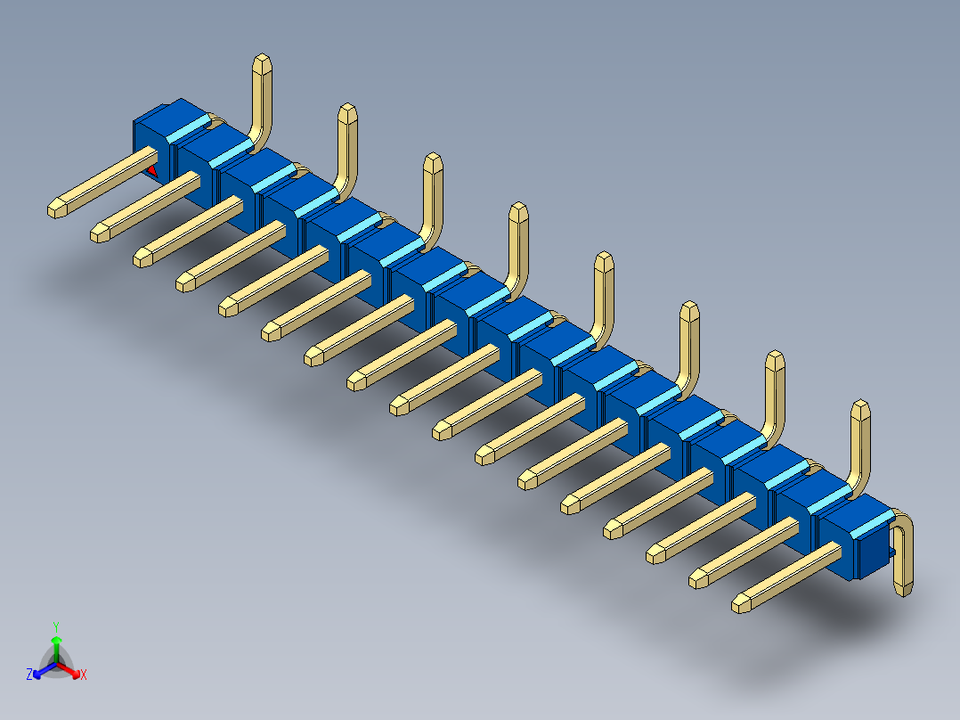 彩色公排针 100mil 2.54mm 系列-DS1022_blue_17p_100mil_Type_SMT_R2_rev1.0正等轴测图