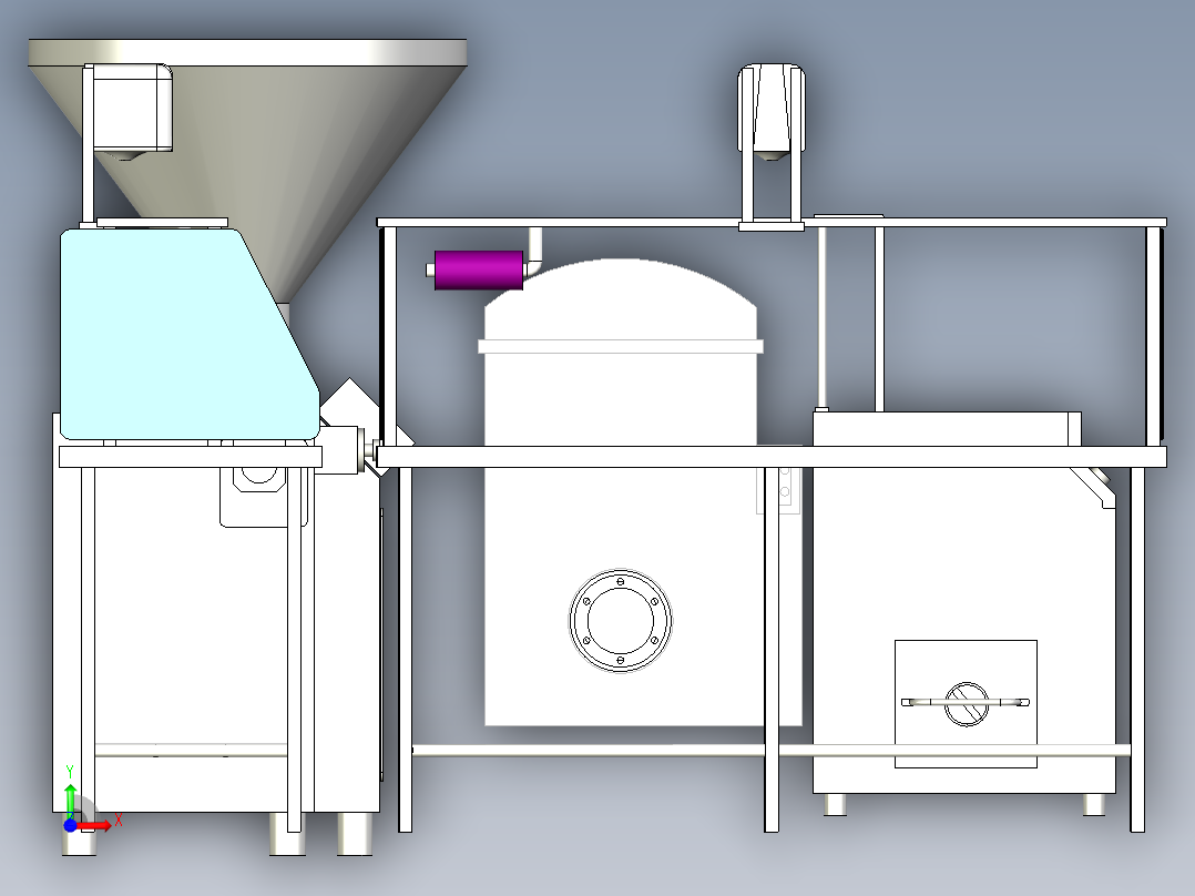 香肠生产设备设计模型前视图