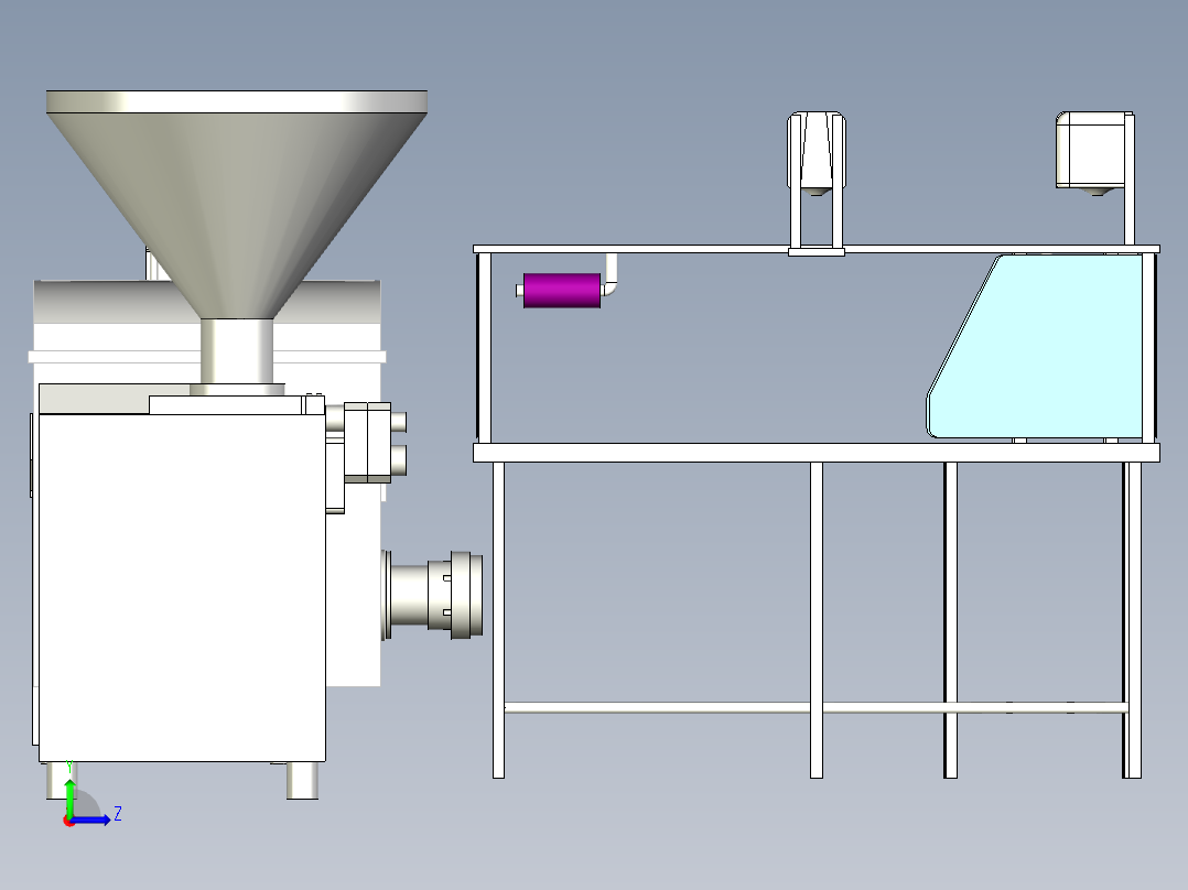 香肠生产设备设计模型左视图