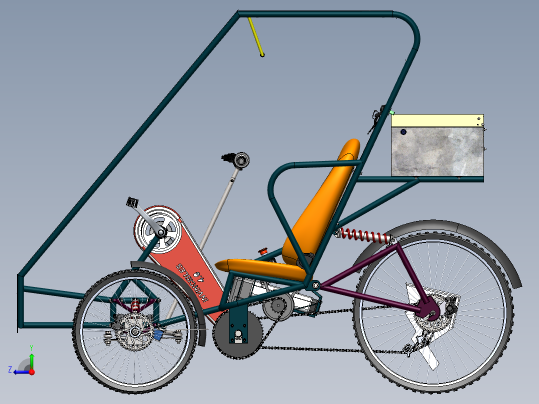 混合动力三轮车--sw（只有装配图，仅做浏览）右视图