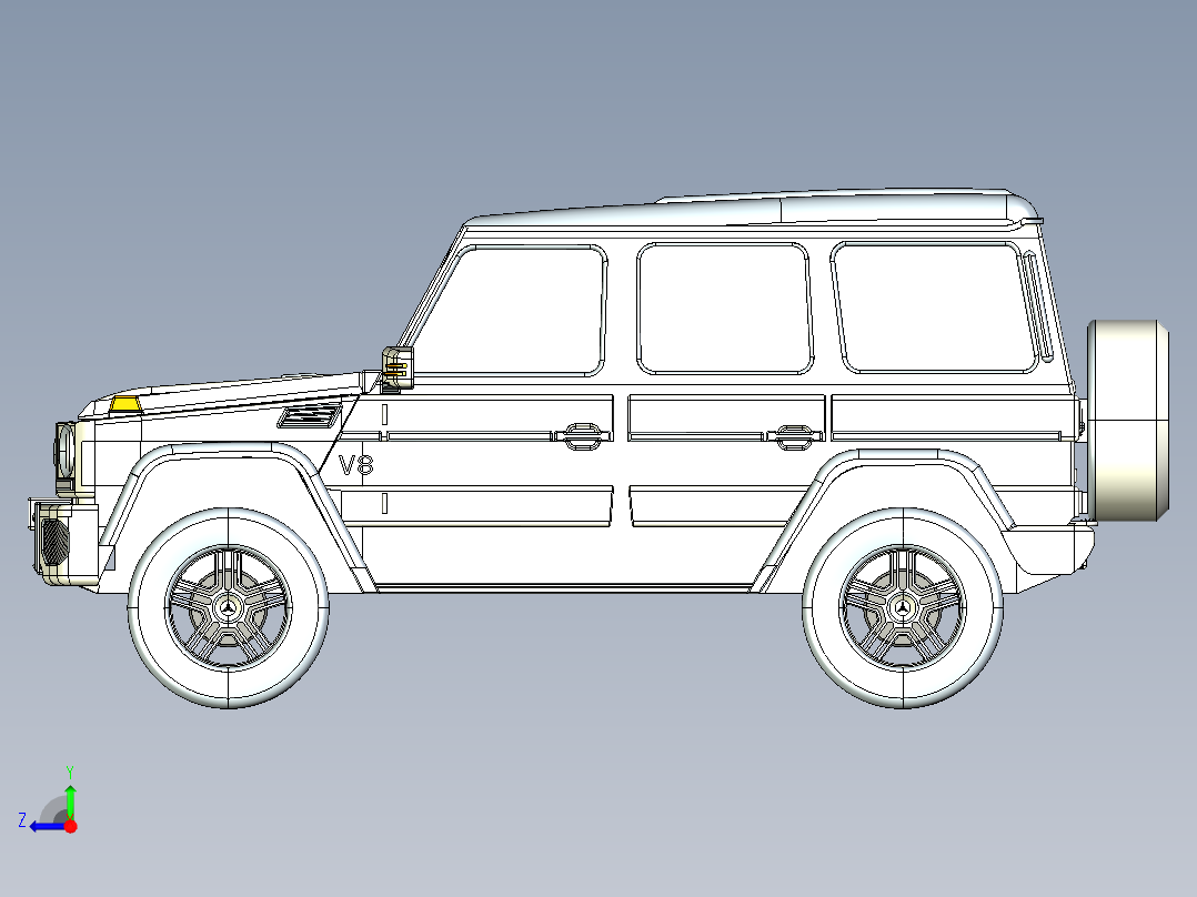 G CLASS WAGON越野车模型3D图纸 IGS格式右视图