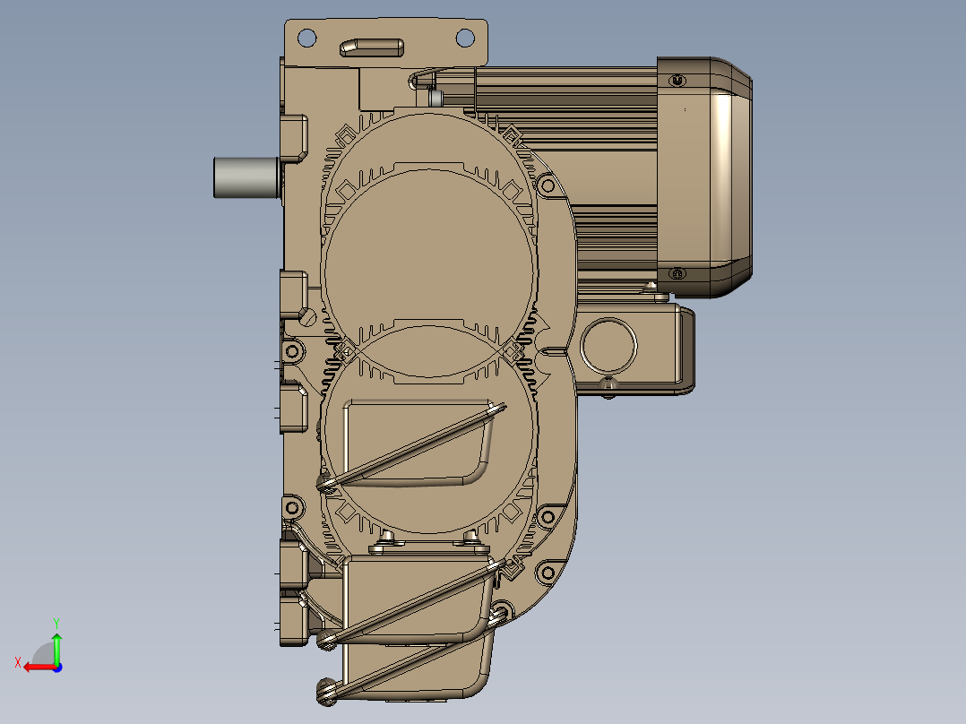 螺旋齿轮发动机后视图