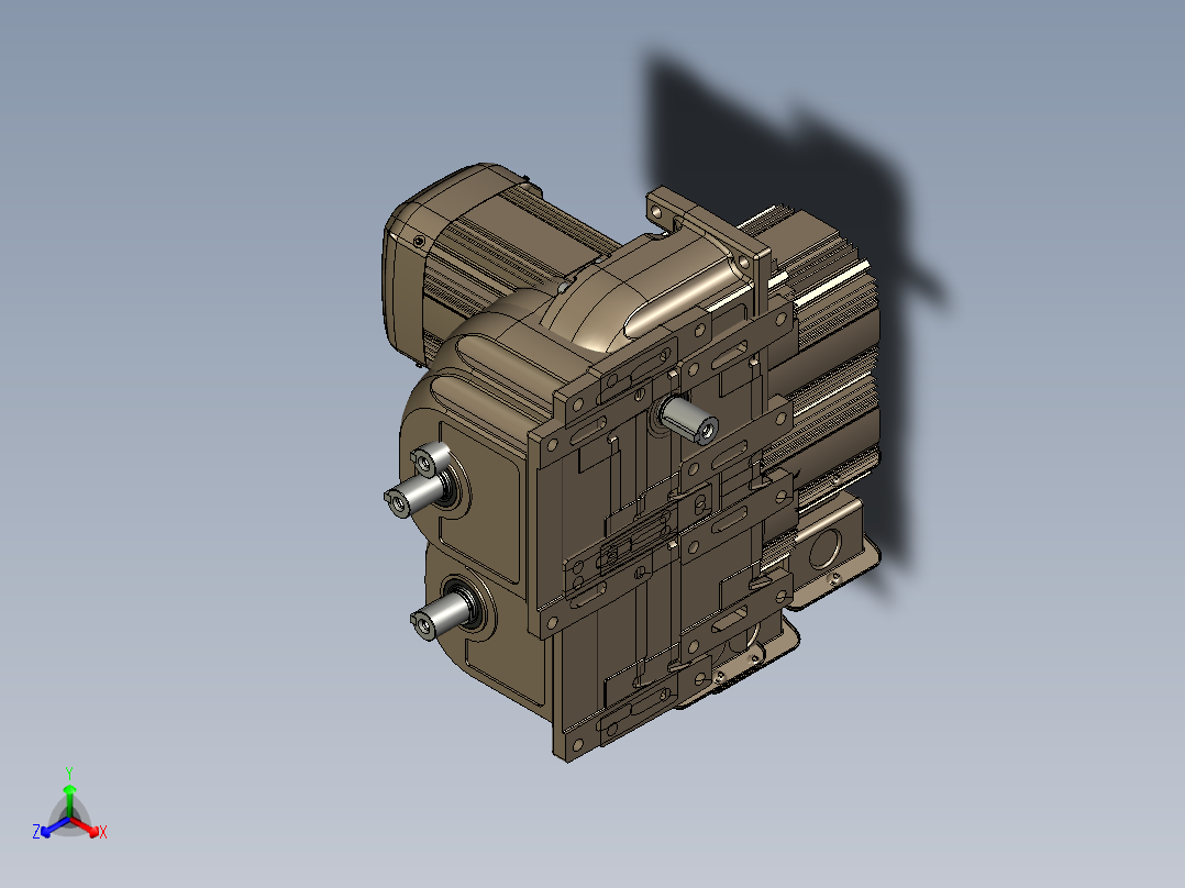 螺旋齿轮发动机正等轴测图