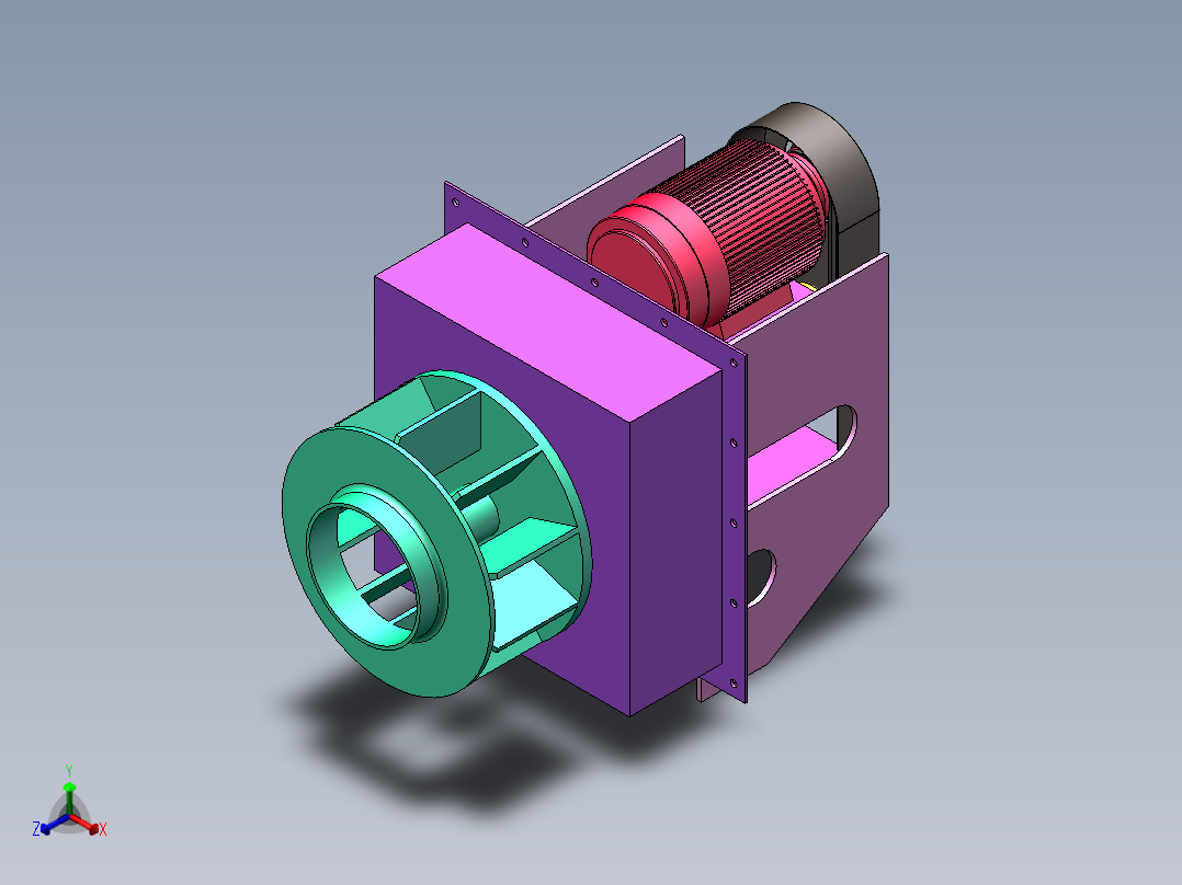 聚富插入式保温风机正等轴测图