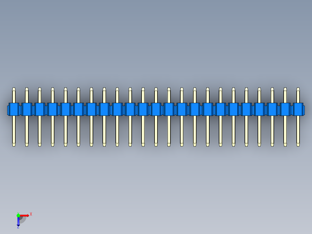 彩色公头100mil（2.54mm）系列-DS1021_blue_1x23p_100mil_Type1_rev1.0俯视图