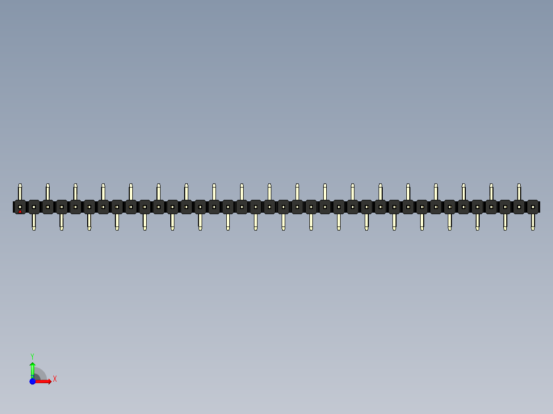 彩色公排针 100mil 2.54mm 系列-DS1022_black_38p_100mil_Type_SMT_R1_rev1.0前视图