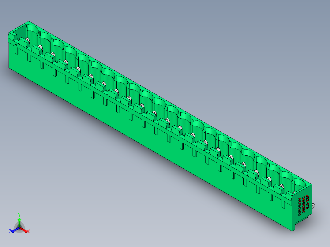 DEGSON 2EDG 系列 5.0mm 可插拔接线端子组-2EDGRC-5.0-22P-14-00AH正等轴测图