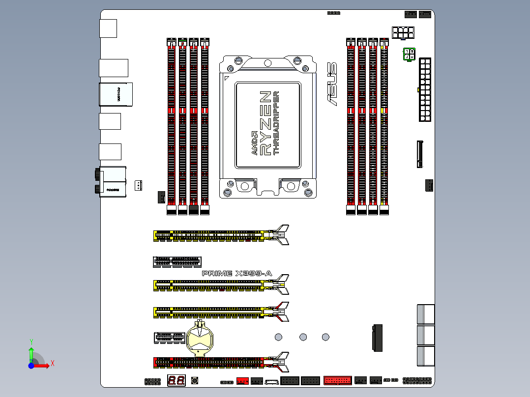 华硕x399主板前视图