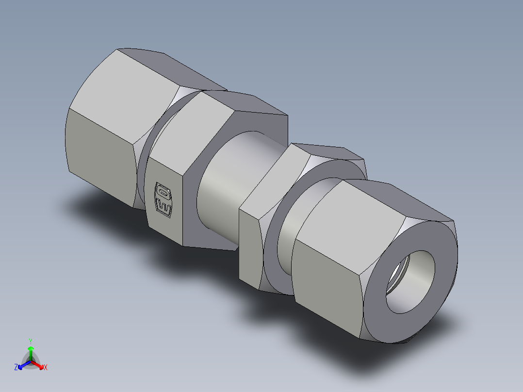 卡套式工业通用硬管接头EO_Bulkhead_union_SV14SCF正等轴测图