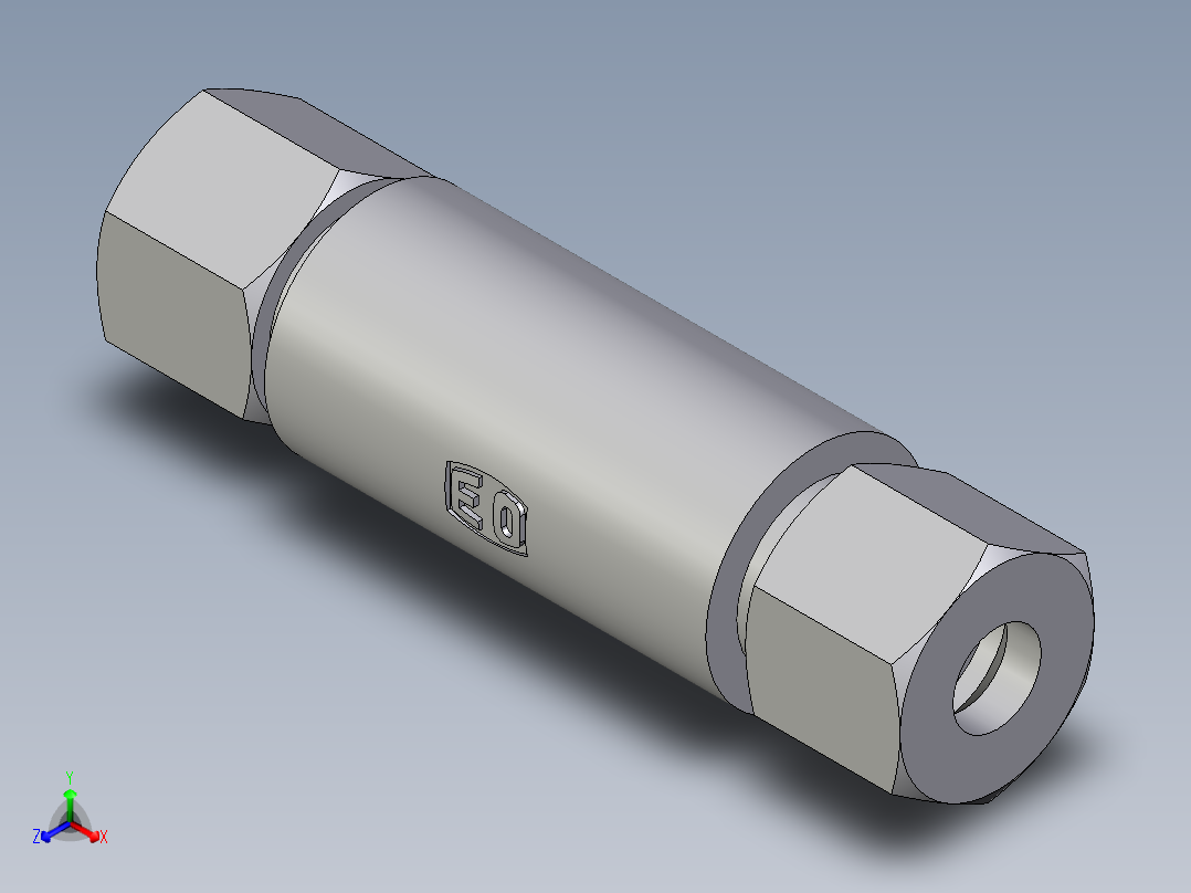 卡套式工业通用硬管接头EO_Weld_bulkhead_fitting_ESV10ZS正等轴测图