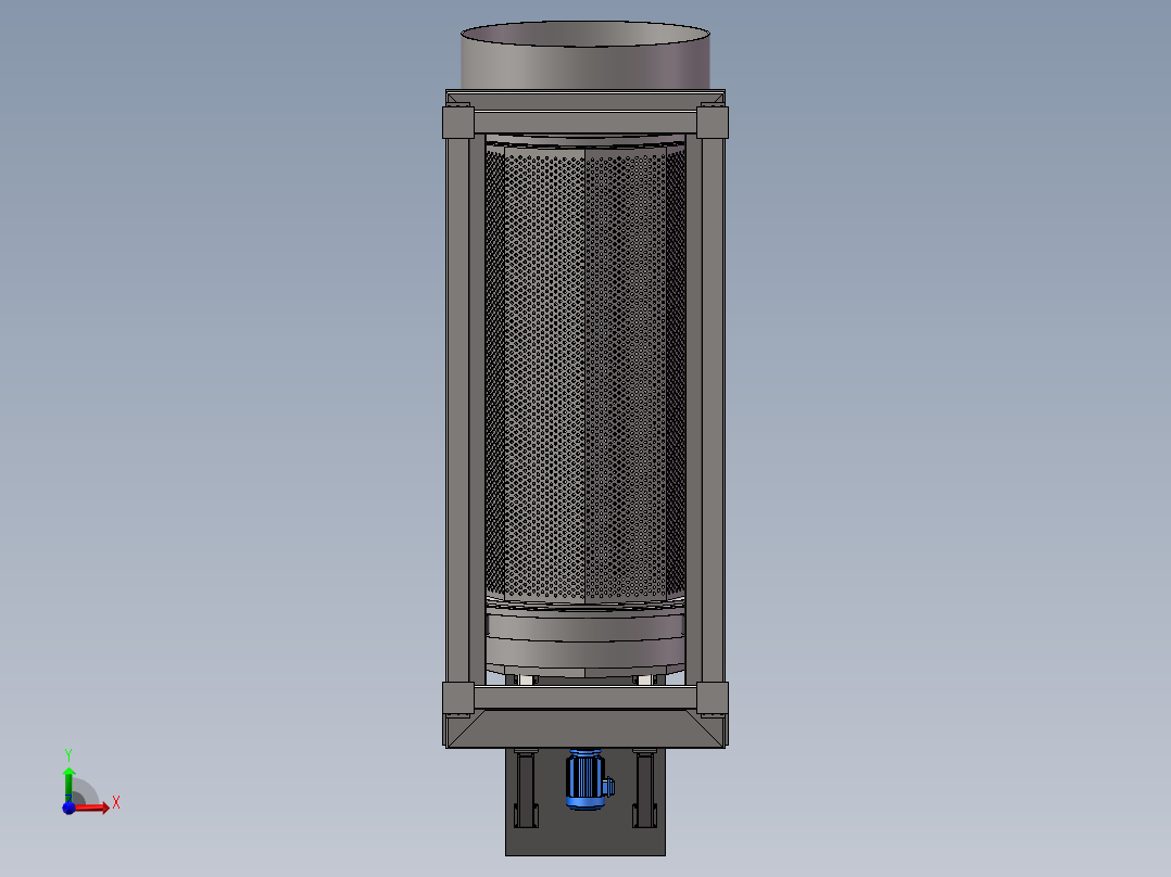 无轴滚筒筛 3D图纸 机械设备3D模型设计素材参考资料前视图