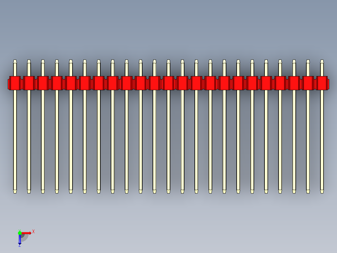 彩色公头100mil（2.54mm）系列-DS1021_red_3x23p_100mil_Type19_rev1.0俯视图