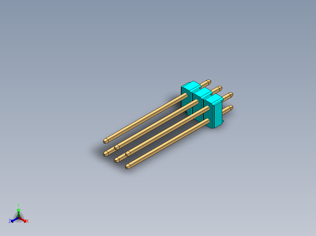 彩色公头100mil（2.54mm）系列-DS1021-100mil(2.54mm)-Type19(3x18.8mm)-3Rx32pin-colored-REV1.0正等轴测图