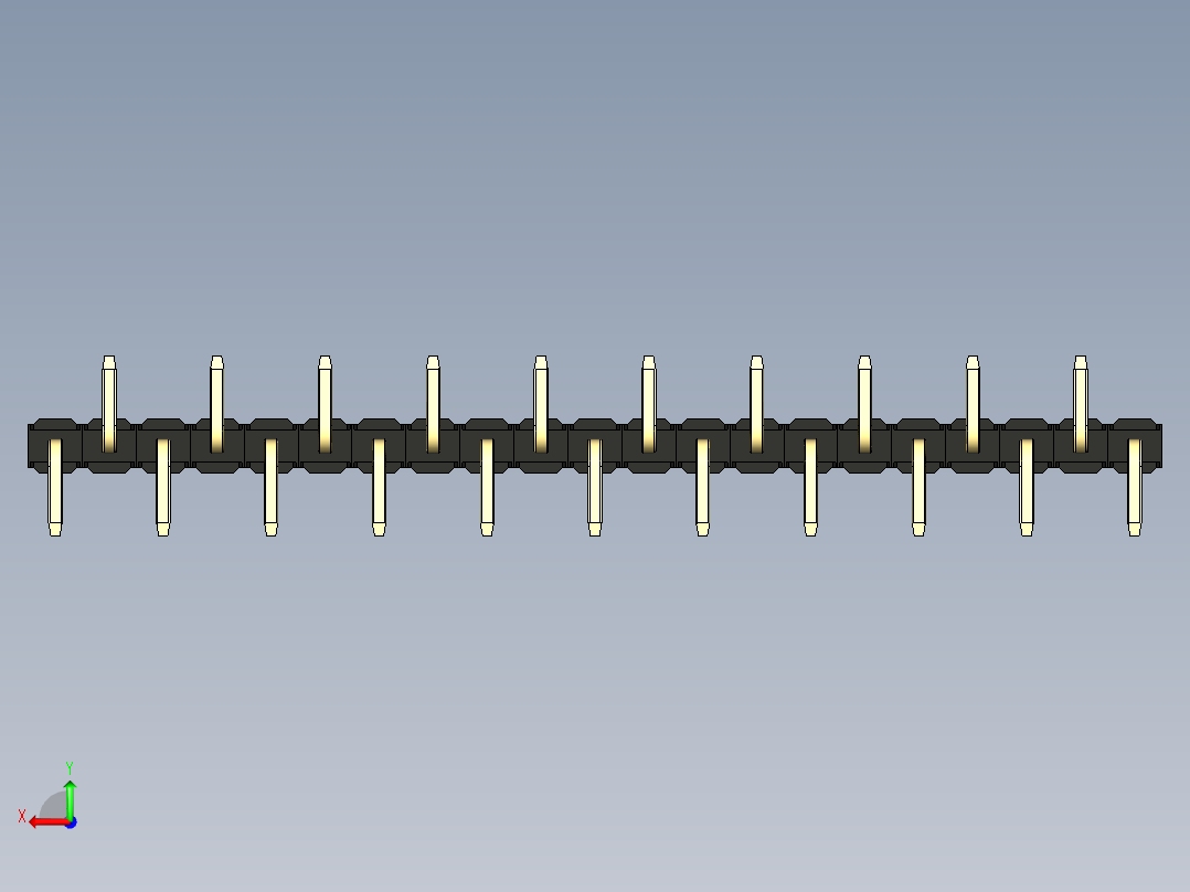 彩色公排针 100mil 2.54mm 系列-DS1022_black_21p_100mil_Type_SMT_R2_rev1.0后视图