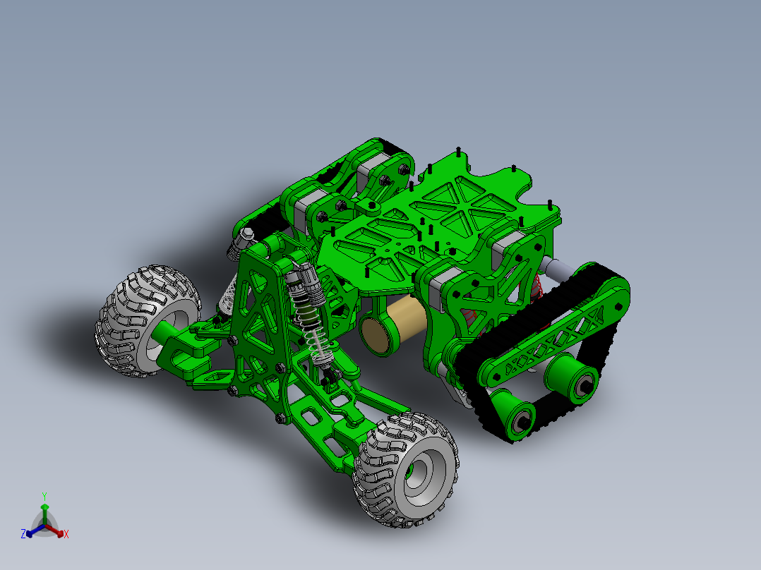 805探险机器人越野车SW设计正等轴测图