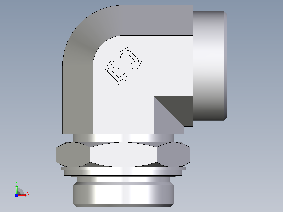 卡套式工业通用硬管接头EO_Adjustable_Locknut_elbow_WEE42LROMDCF前视图