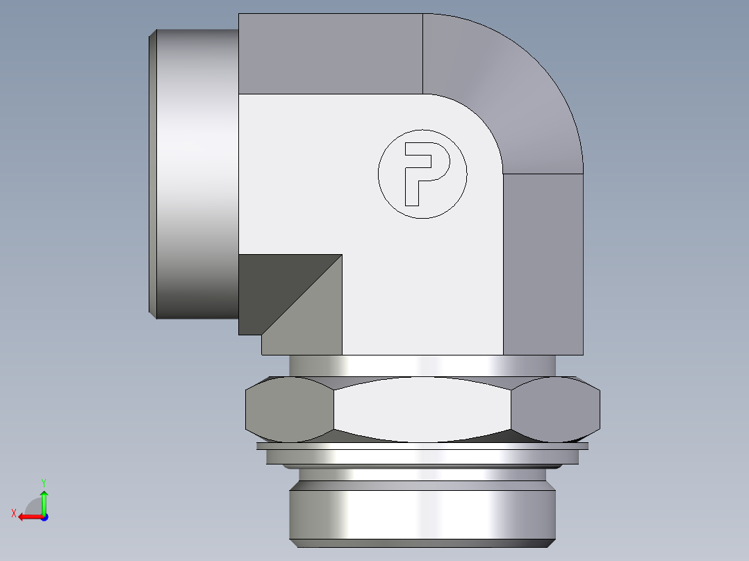 卡套式工业通用硬管接头EO_Adjustable_Locknut_elbow_WEE42LROMDCF后视图