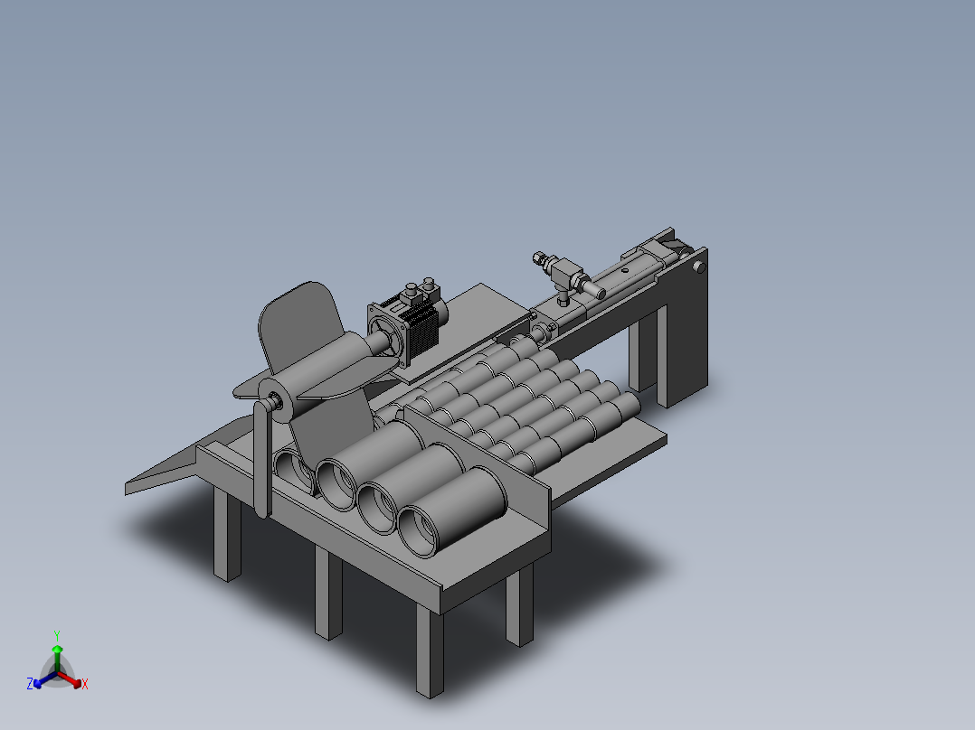 滚筒与滚筒轴装配正等轴测图