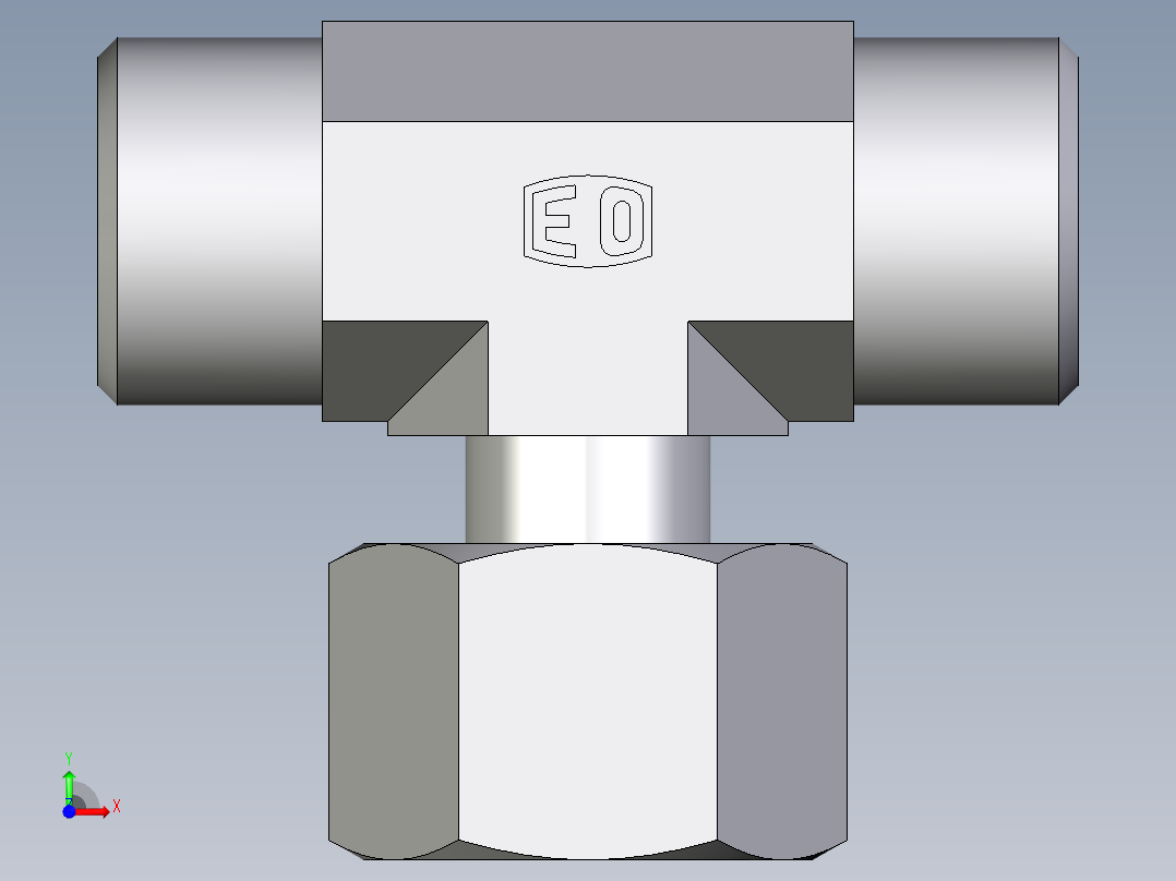 卡套式工业通用硬管接头EO_Standpipe_branch_tee_EVT12LOMD71前视图