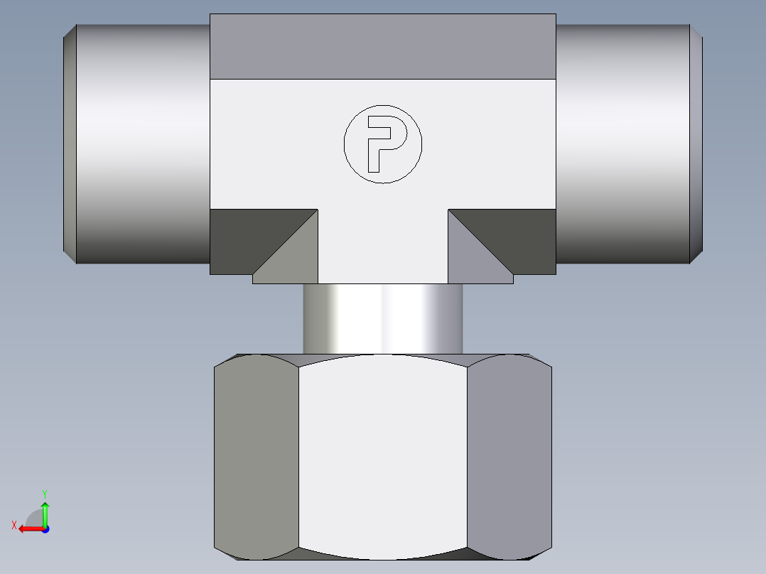 卡套式工业通用硬管接头EO_Standpipe_branch_tee_EVT12LOMD71后视图