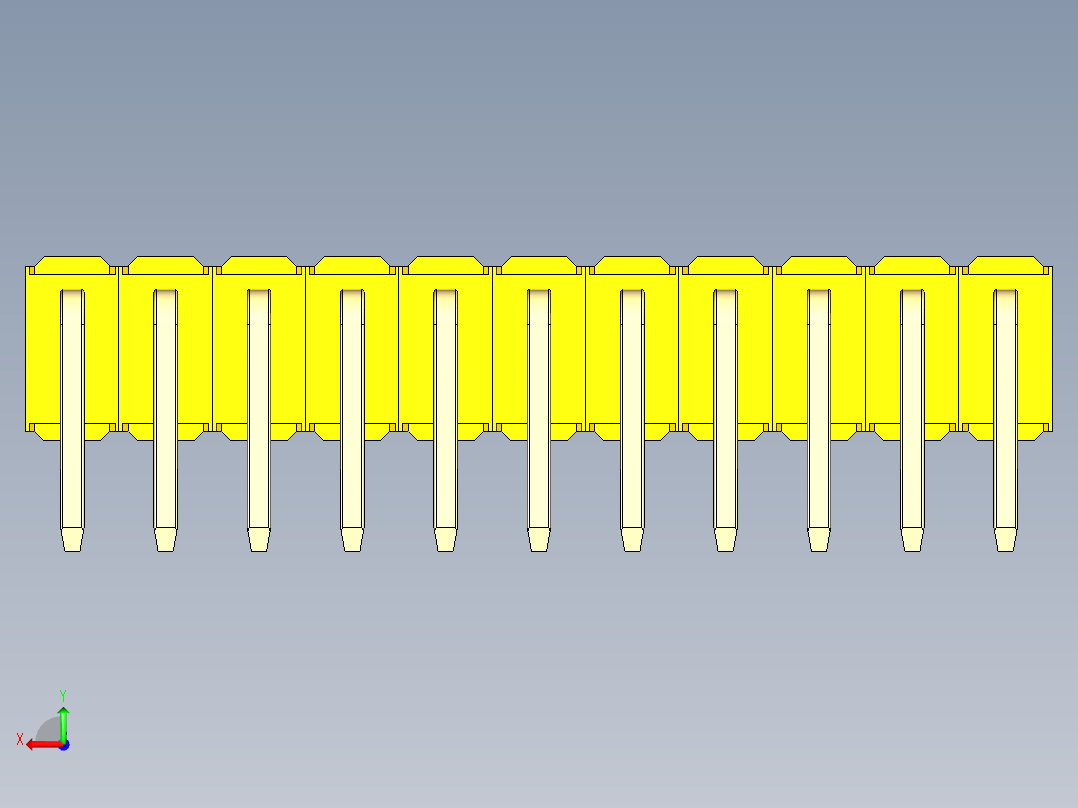 彩色公排针 100mil 2.54mm 系列-DS1022_yellow_2x11p_100mil_TypeD_rev1.0后视图