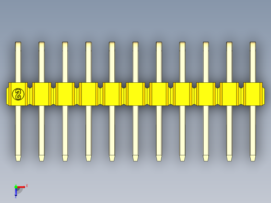 彩色公排针 100mil 2.54mm 系列-DS1022_yellow_2x11p_100mil_TypeD_rev1.0俯视图