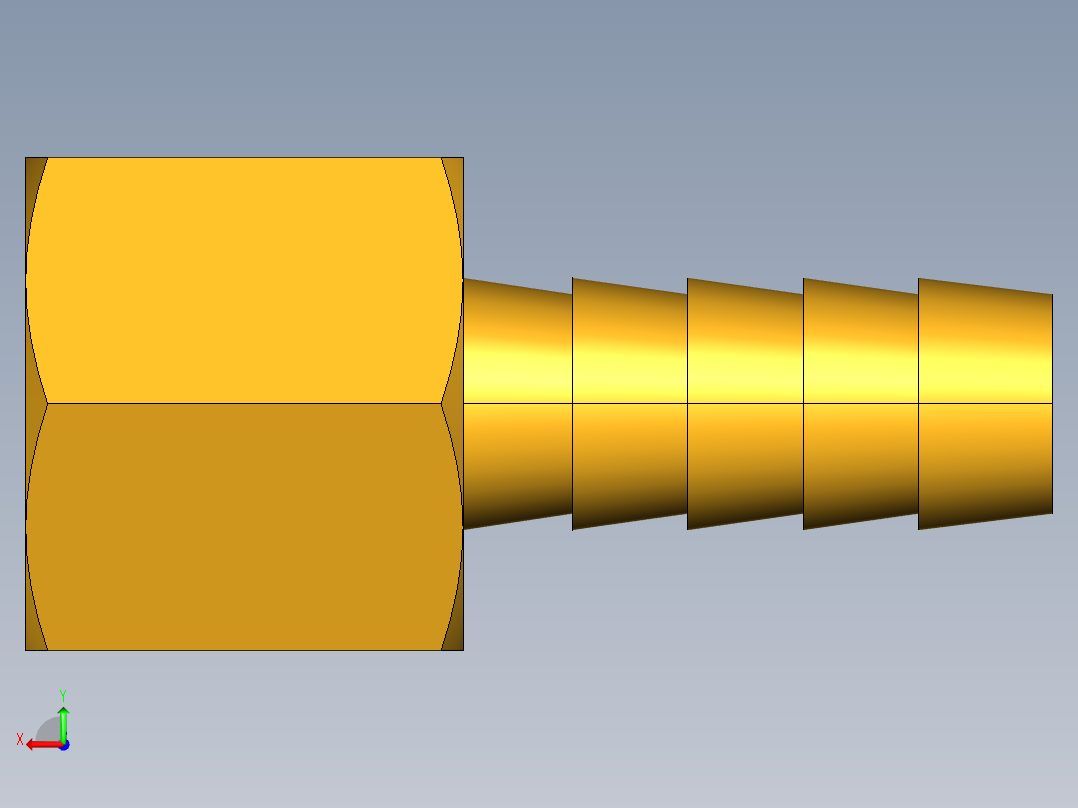 倒齿式工业管接头Hose Barb to Female Pipe 126HBL-6-6后视图