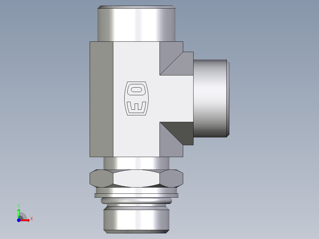 卡套式工业通用硬管接头EO_Adjustable_locknut_run_tee_LEE18LMOROMDCF前视图