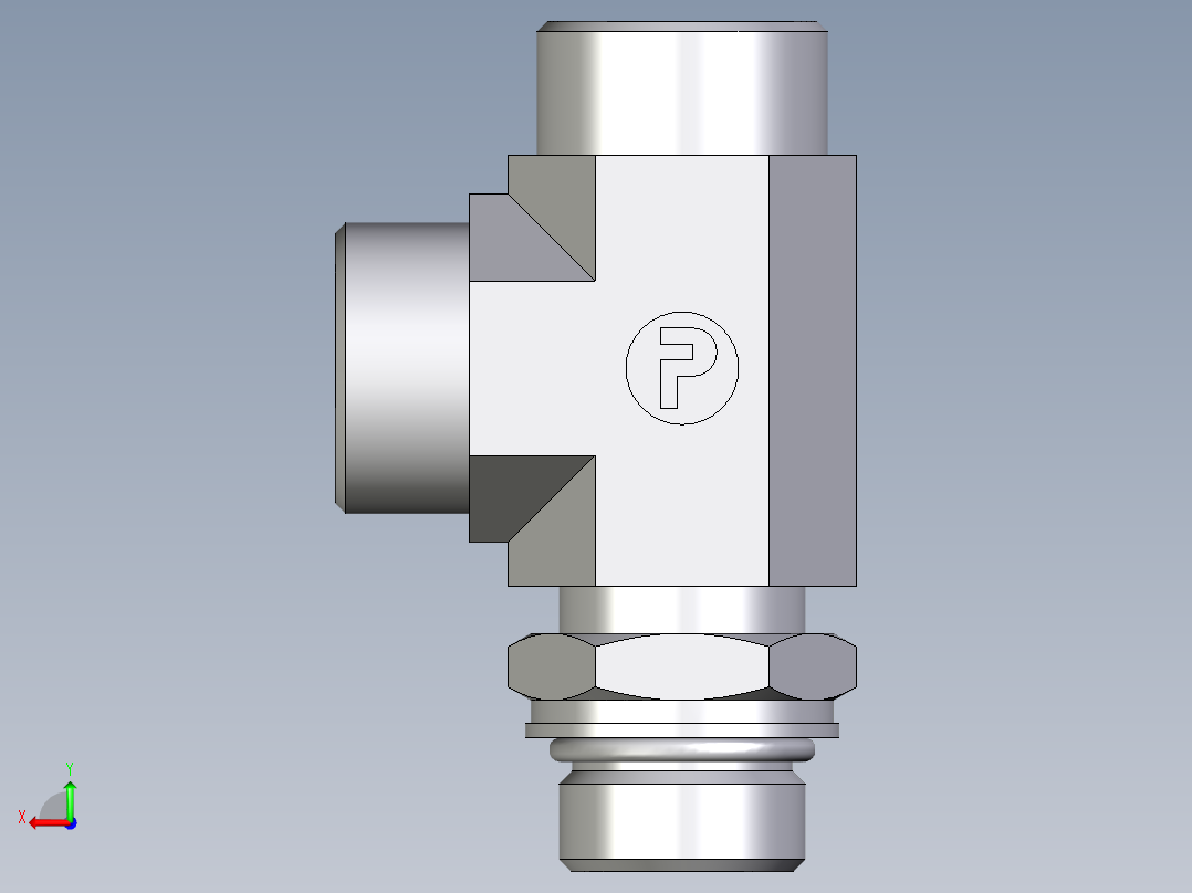 卡套式工业通用硬管接头EO_Adjustable_locknut_run_tee_LEE18LMOROMDCF后视图