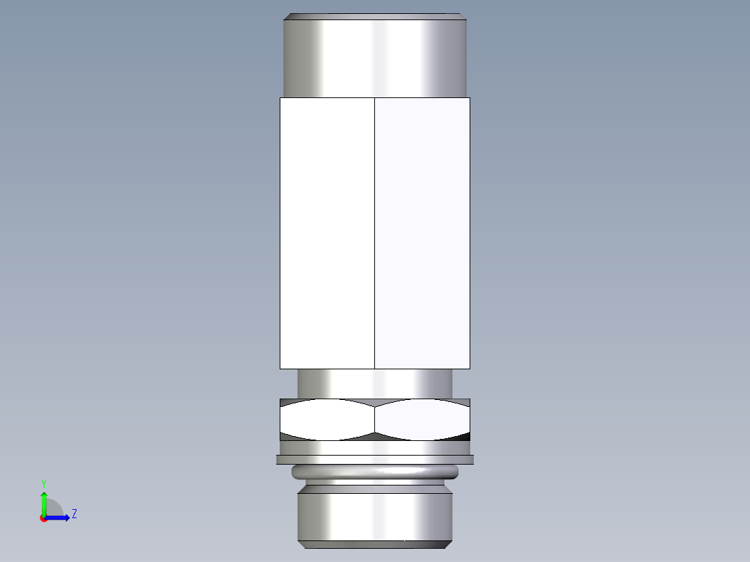 卡套式工业通用硬管接头EO_Adjustable_locknut_run_tee_LEE18LMOROMDCF左视图