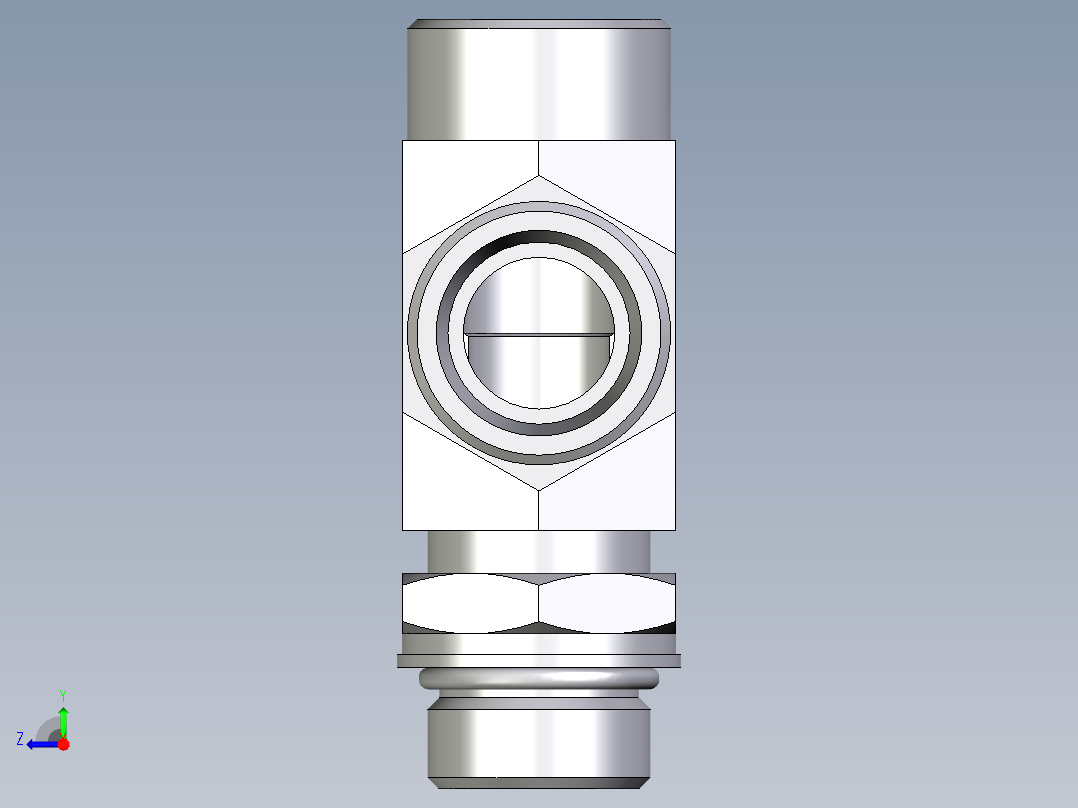 卡套式工业通用硬管接头EO_Adjustable_locknut_run_tee_LEE18LMOROMDCF右视图