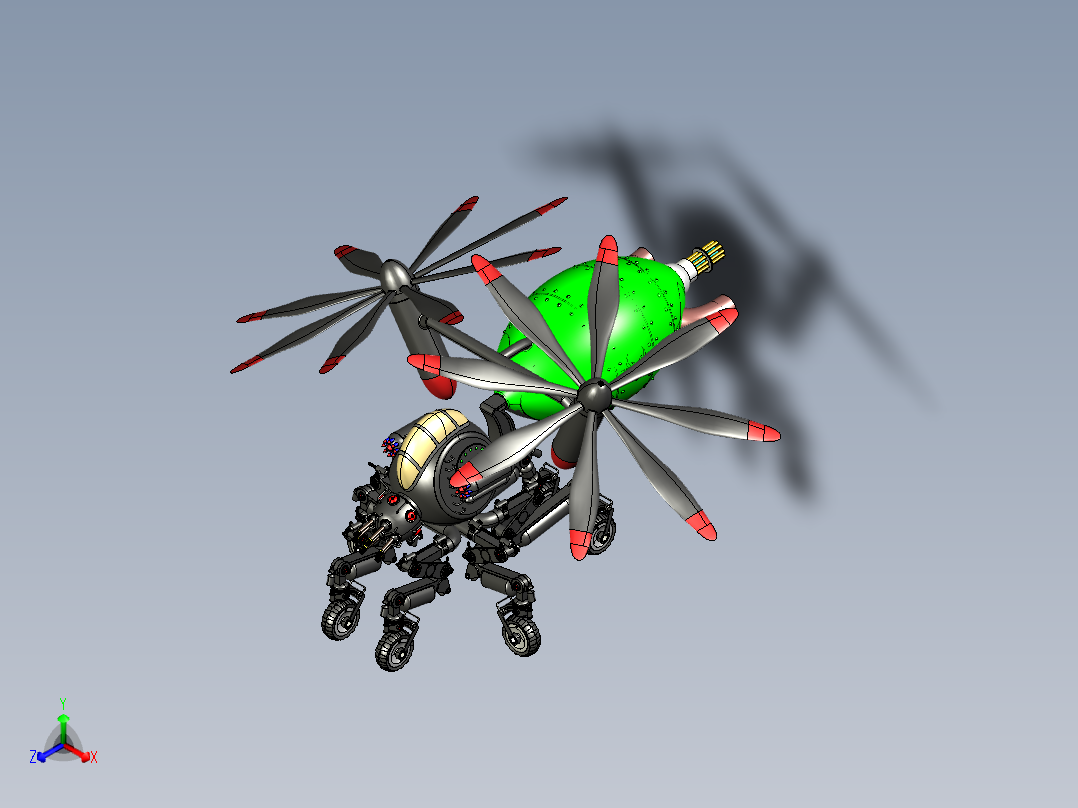 黄蜂无人机造型3D模型图纸 STEP格式正等轴测图