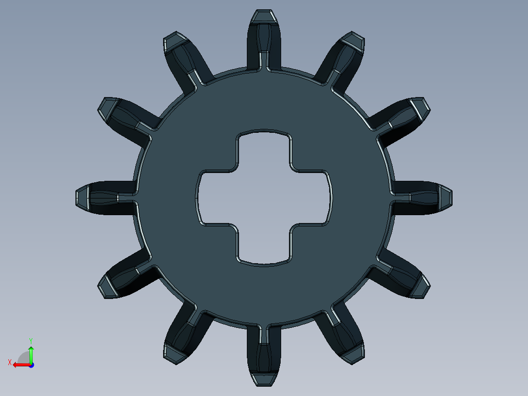 32270 - 4177431 - Black Technic Gear 12 Tooth Double Bevel.STEP后视图