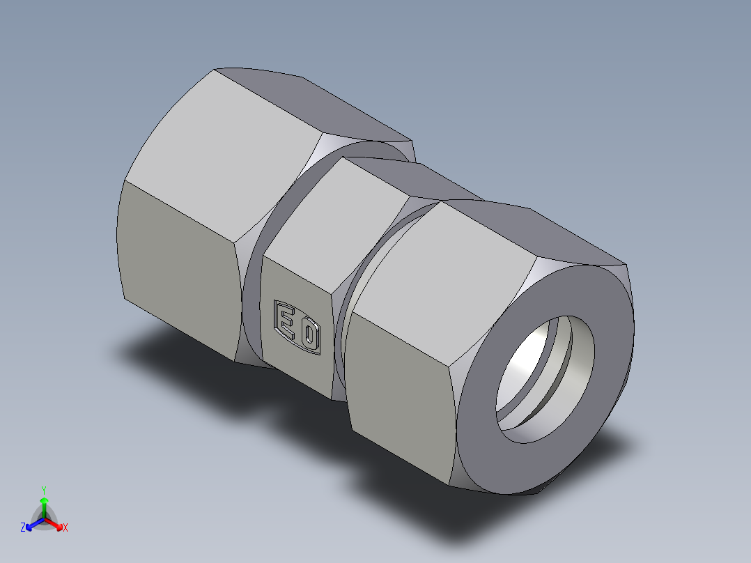 卡套式工业通用硬管接头EO_Distance_piece_adapter_DA15LCF正等轴测图