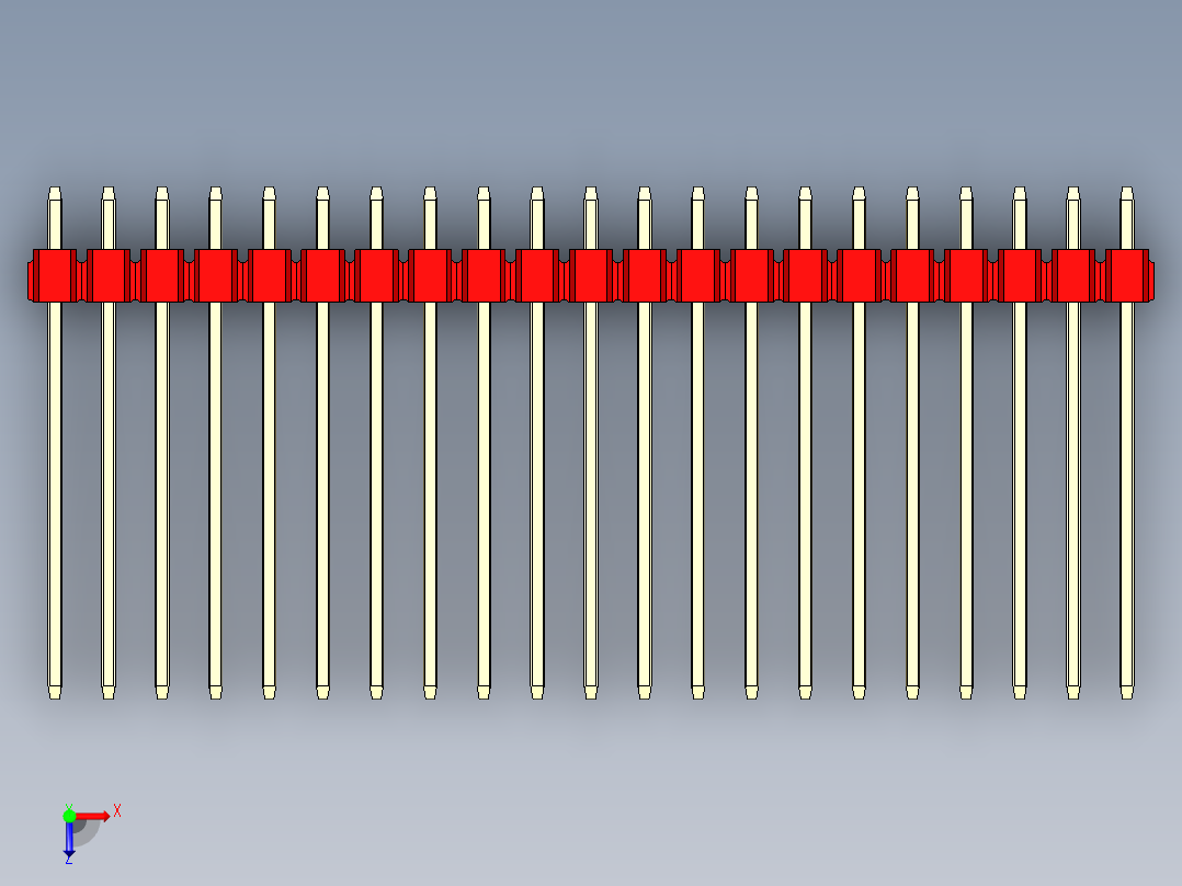 彩色公头100mil（2.54mm）系列-DS1021_red_2x21p_100mil_Type19_rev1.0俯视图