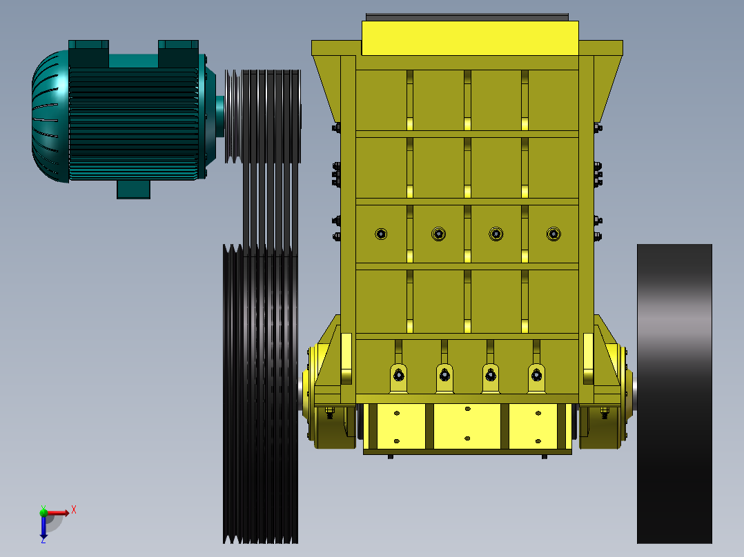 颚式破碎机传动系统俯视图
