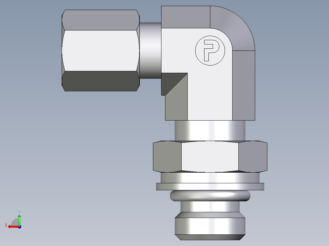 卡套式工业通用硬管接头EO_Adjustable_Locknut_elbow_WEE04LLM10X1ORCF后视图