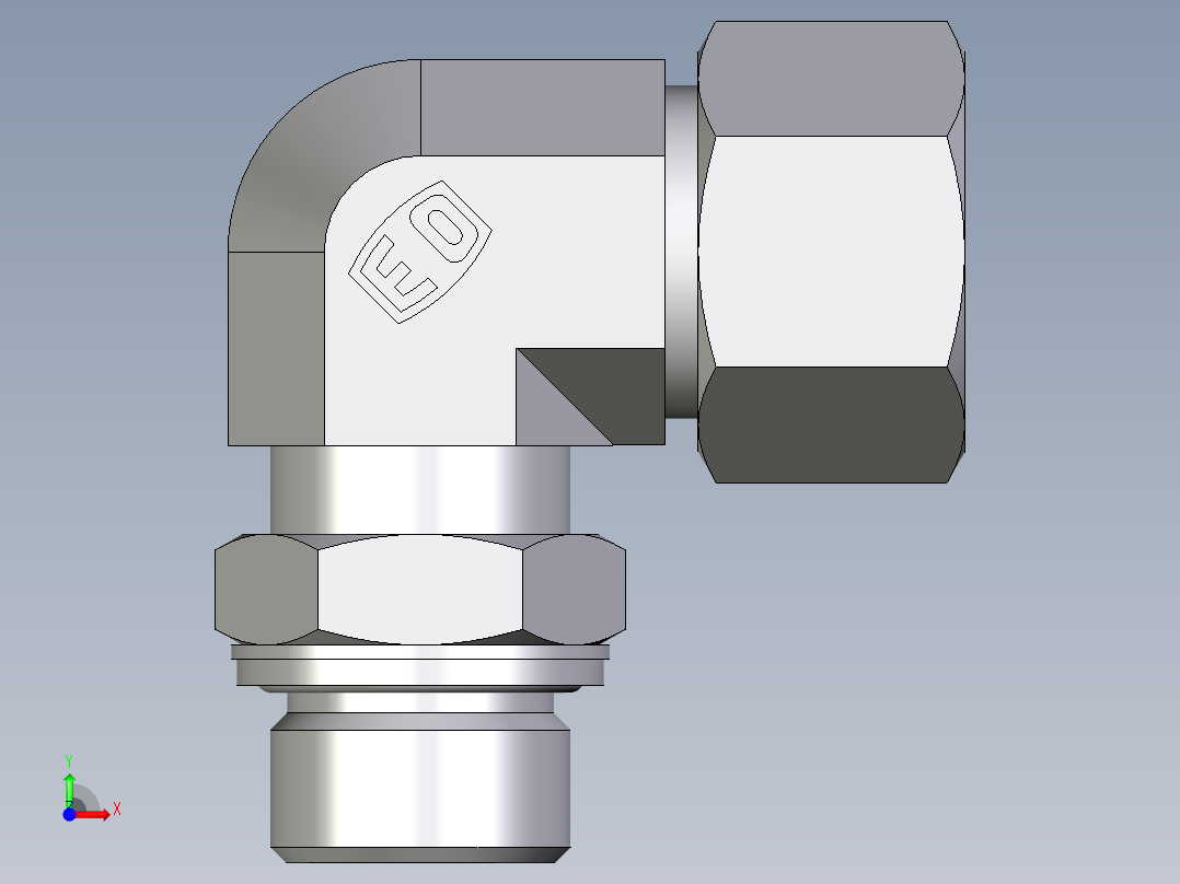 卡套式工业通用硬管接头EO_Adjustable_Locknut_elbow_WEE20ZSMCF前视图