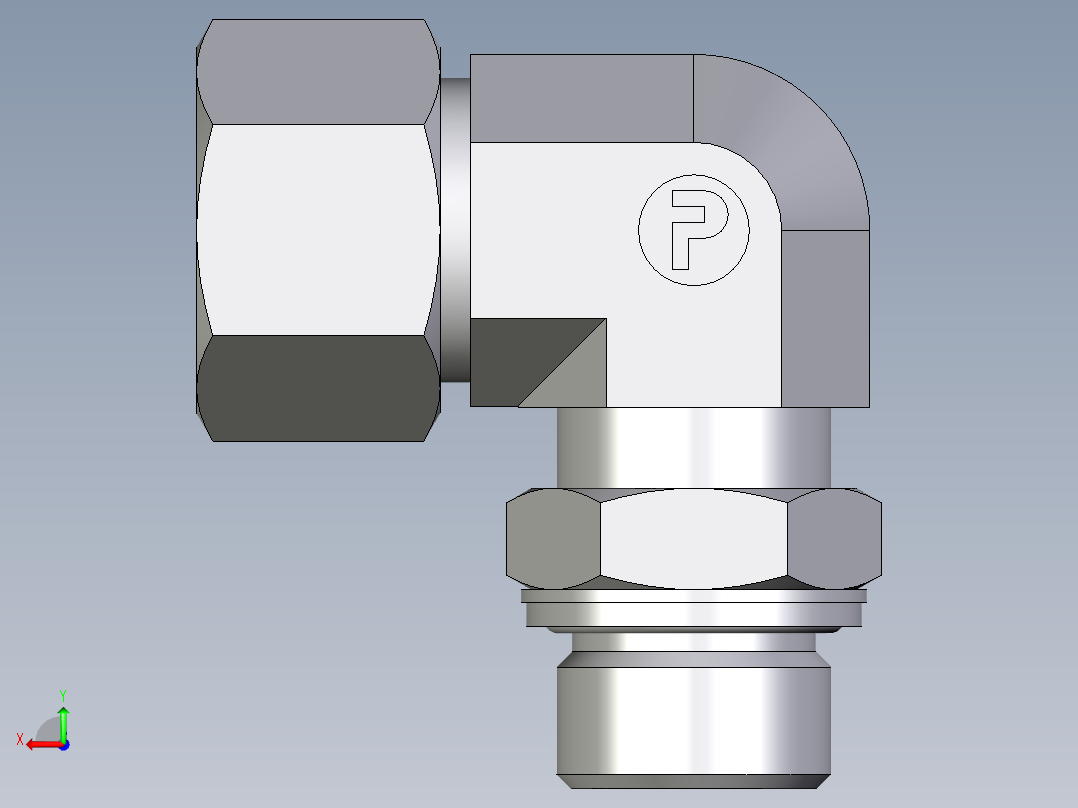 卡套式工业通用硬管接头EO_Adjustable_Locknut_elbow_WEE20ZSMCF后视图
