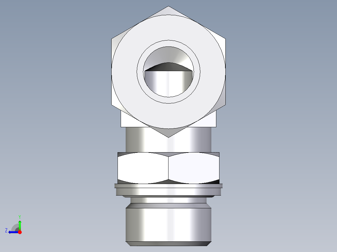 卡套式工业通用硬管接头EO_Adjustable_Locknut_elbow_WEE20ZSMCF右视图