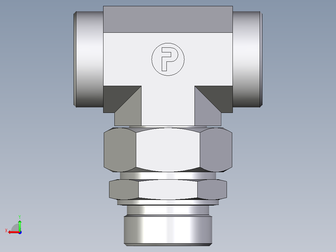 卡套式工业通用硬管接头EO_Assembled_adjustable_standpipe_branch_tee_EVT42LROMD71后视图