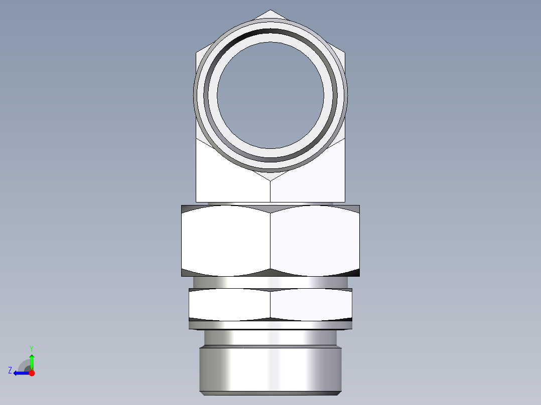 卡套式工业通用硬管接头EO_Assembled_adjustable_standpipe_branch_tee_EVT42LROMD71右视图